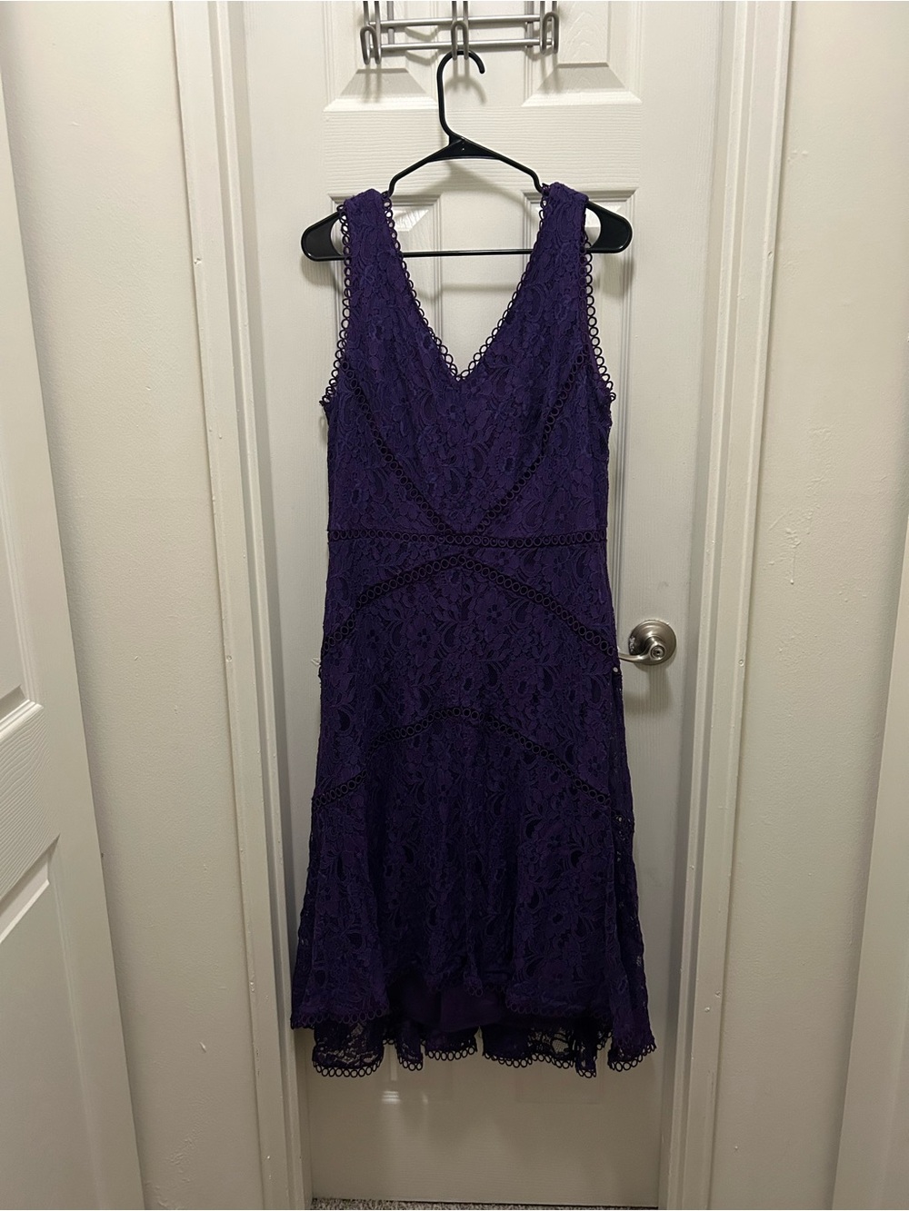 Taylor Purple Lace Midi Dress with V-Neck